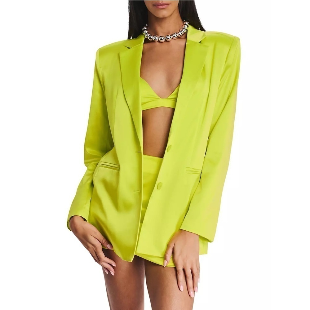 SER.O.YA Revolve Women’s Motlee Silk Blazer Size‎ XS in Lime Green